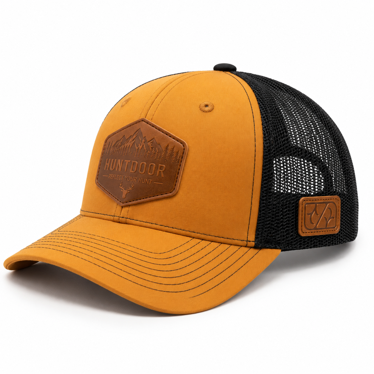 Casquette Huntdoor – Brun caramel avec patch en cuir
