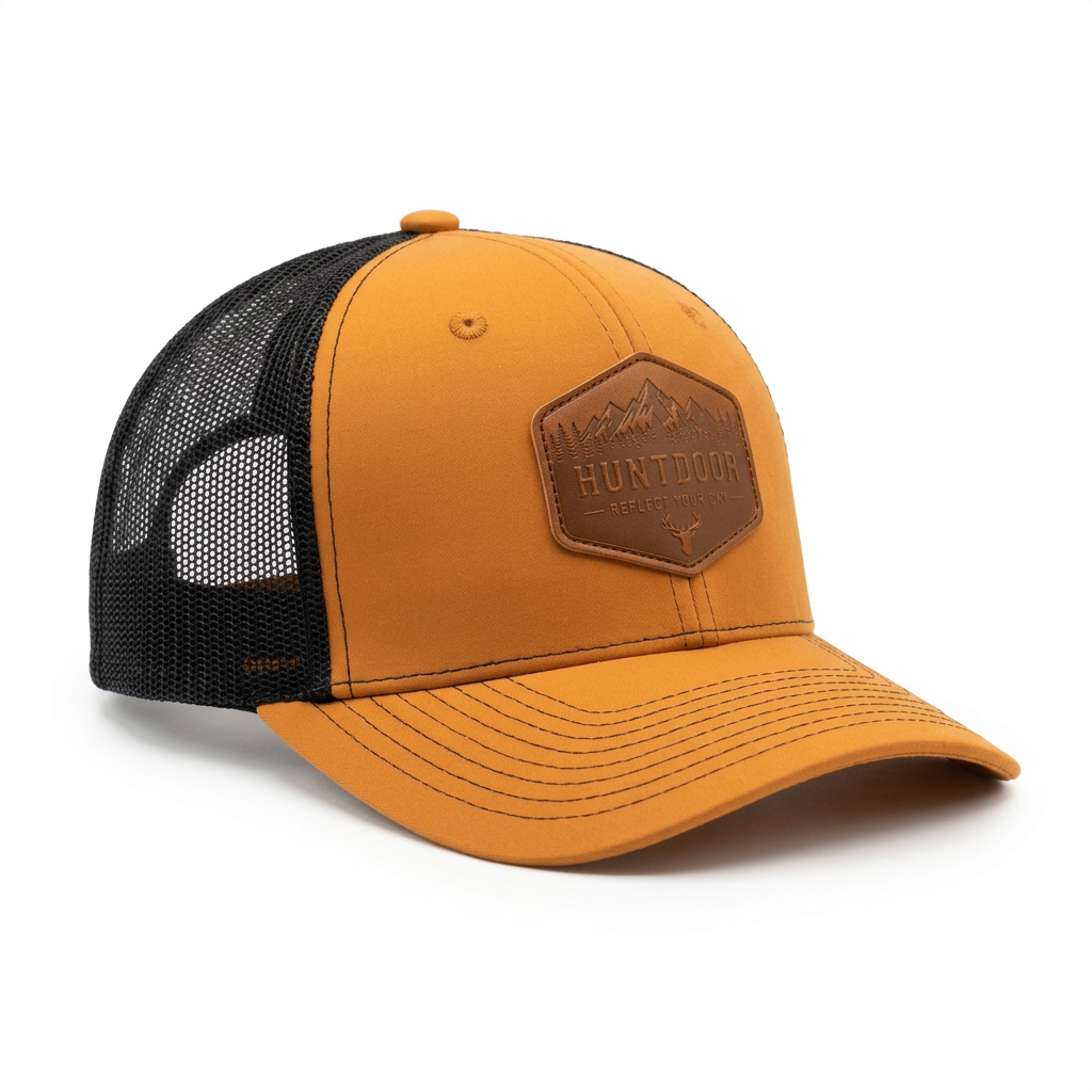 Casquette Huntdoor – Brun caramel avec patch en cuir